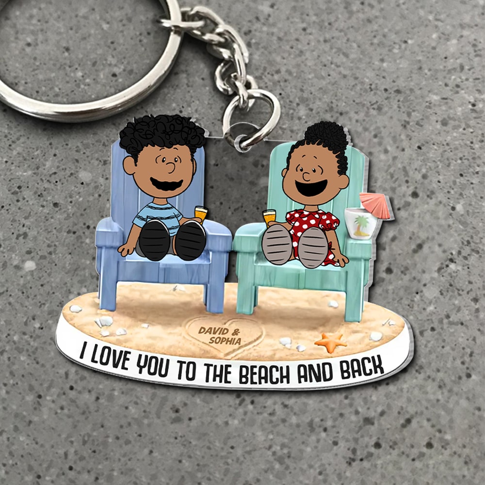 Personalized Beach Couple Keychain - I Love You To The Beach And Back Keychains PopCulturePrints