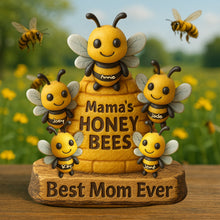 Load image into Gallery viewer, Mama&#39;s Honey Bees - Best Mom Ever - Personalized Acrylic Plaque for Mom &amp; Grandma Shaped Plaques PopCulturePrints
