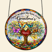 Load image into Gallery viewer, "There's no place like home, except Grandma's" - Personalized Butterfly Family Tree Suncatcher Ornament - Gift for Grandma, Mom, and Loved Ones Ornament PopCulturePrints
