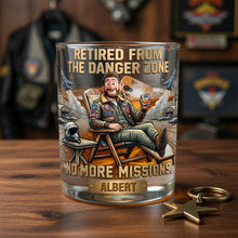 Load image into Gallery viewer, Retired from the Danger Zone – Personalized Round Glass for Military Veterans
