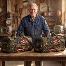 Load image into Gallery viewer, “Honor the Brave” - Military Quilted Duffle Bag - Personalized Gift for Veterans
