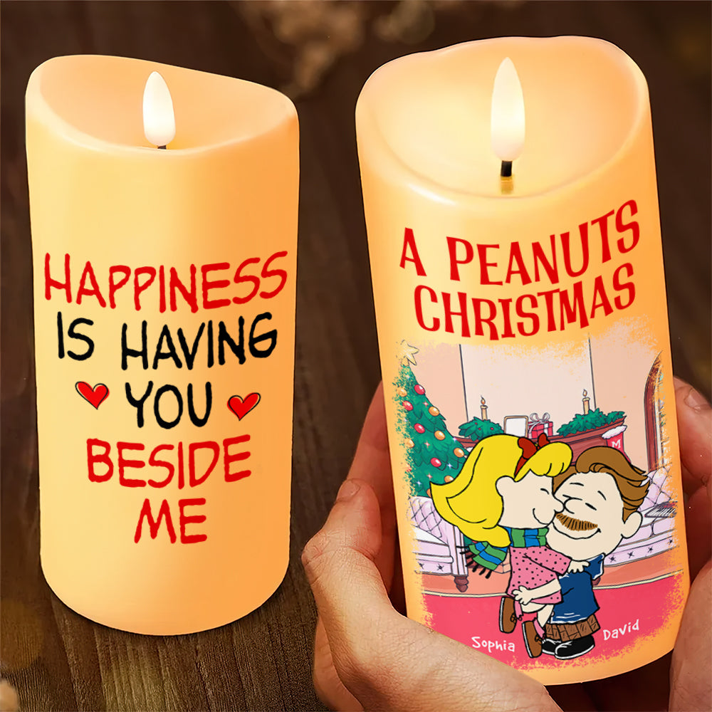 Custom Christmas LED Candle for Couples - Peanuts Design | Valentine's Day Gifts Led Candle PopCulturePrints