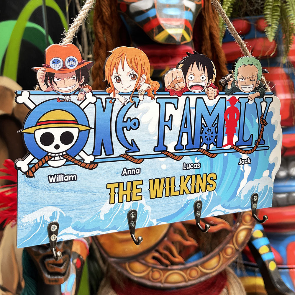 Custom Anime Family Key Hanger - Personalized Name Sign Wood Sign PopCulturePrints