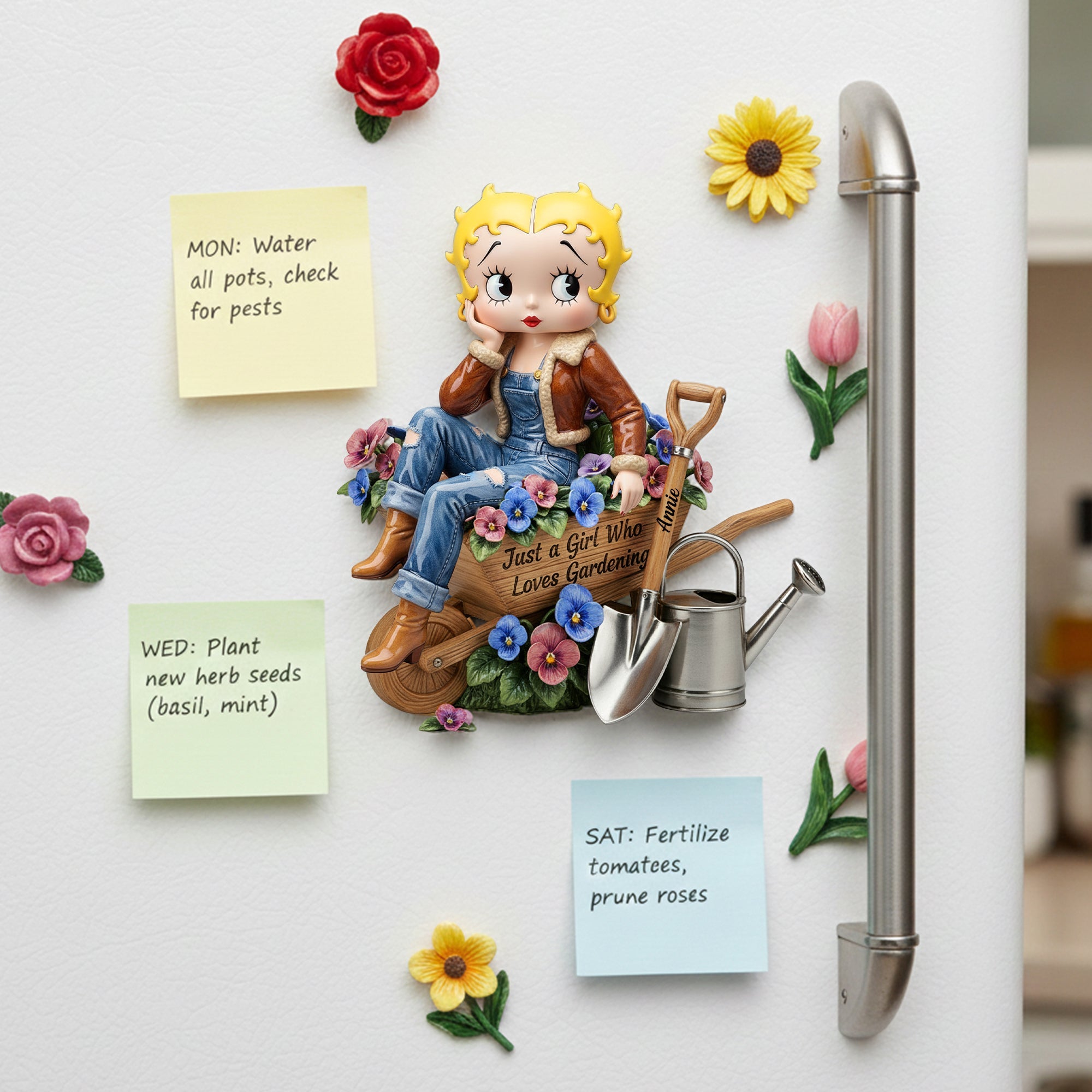 Just a Girl Who Loves Gardening Fridge Magnet - Personalized Gift for Gardeners Fridge Magnet PopCulturePrints