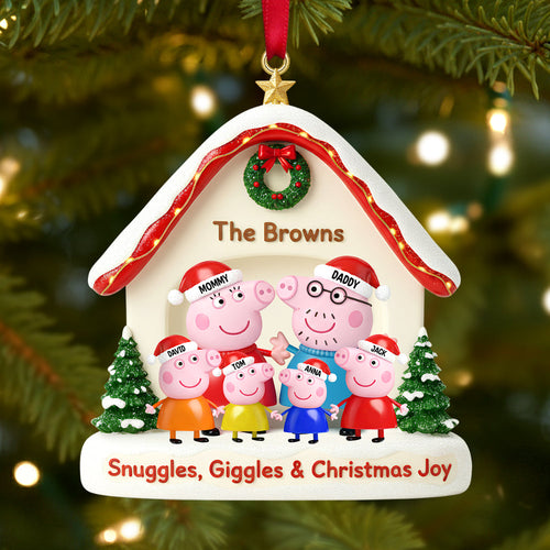 Snuggles, Giggles & Christmas Joy - Personalized Family Christmas Ornament Ornament PopCulturePrints