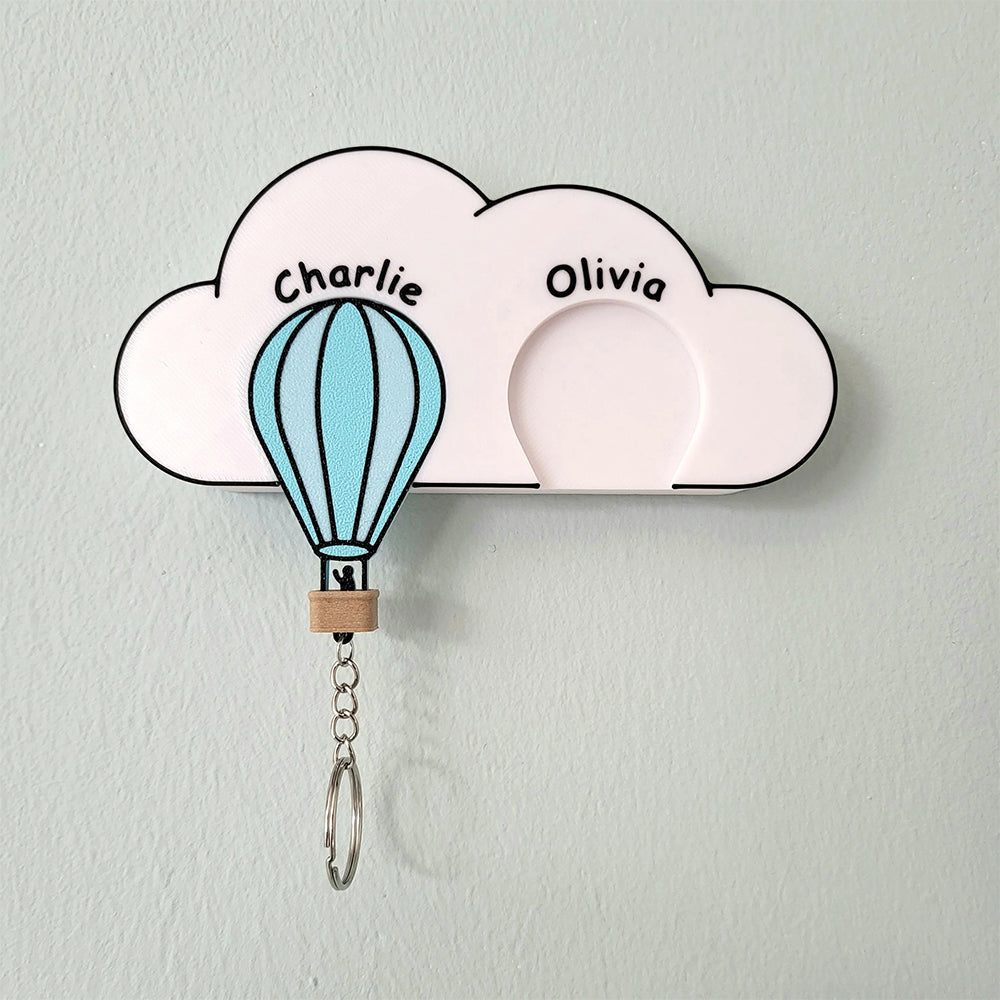 Personalized Hot Air Balloon Family Key Holder