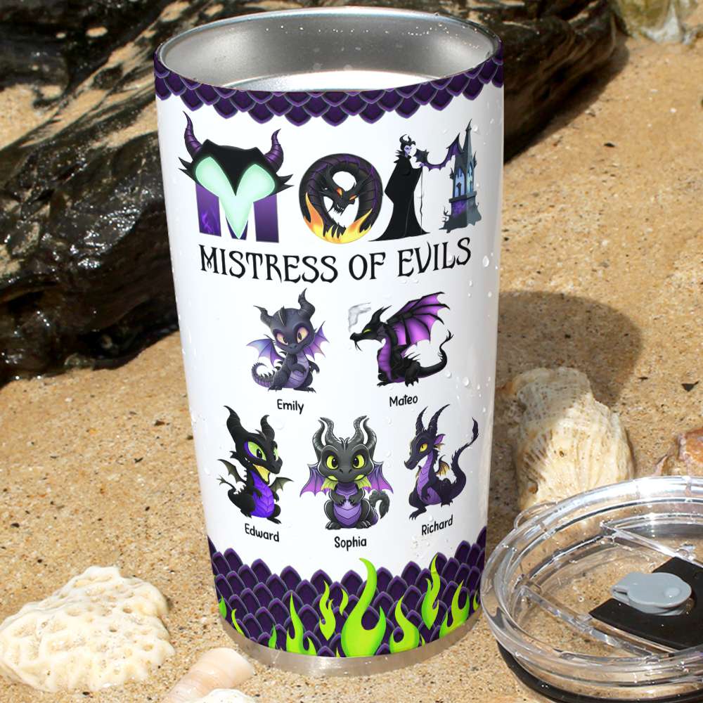 "Embrace the Magic of Motherhood" - Personalized Tumbler for Mom & Grandma - Cute Horned Witch Dragon Design Tumbler Cup PopCulturePrints