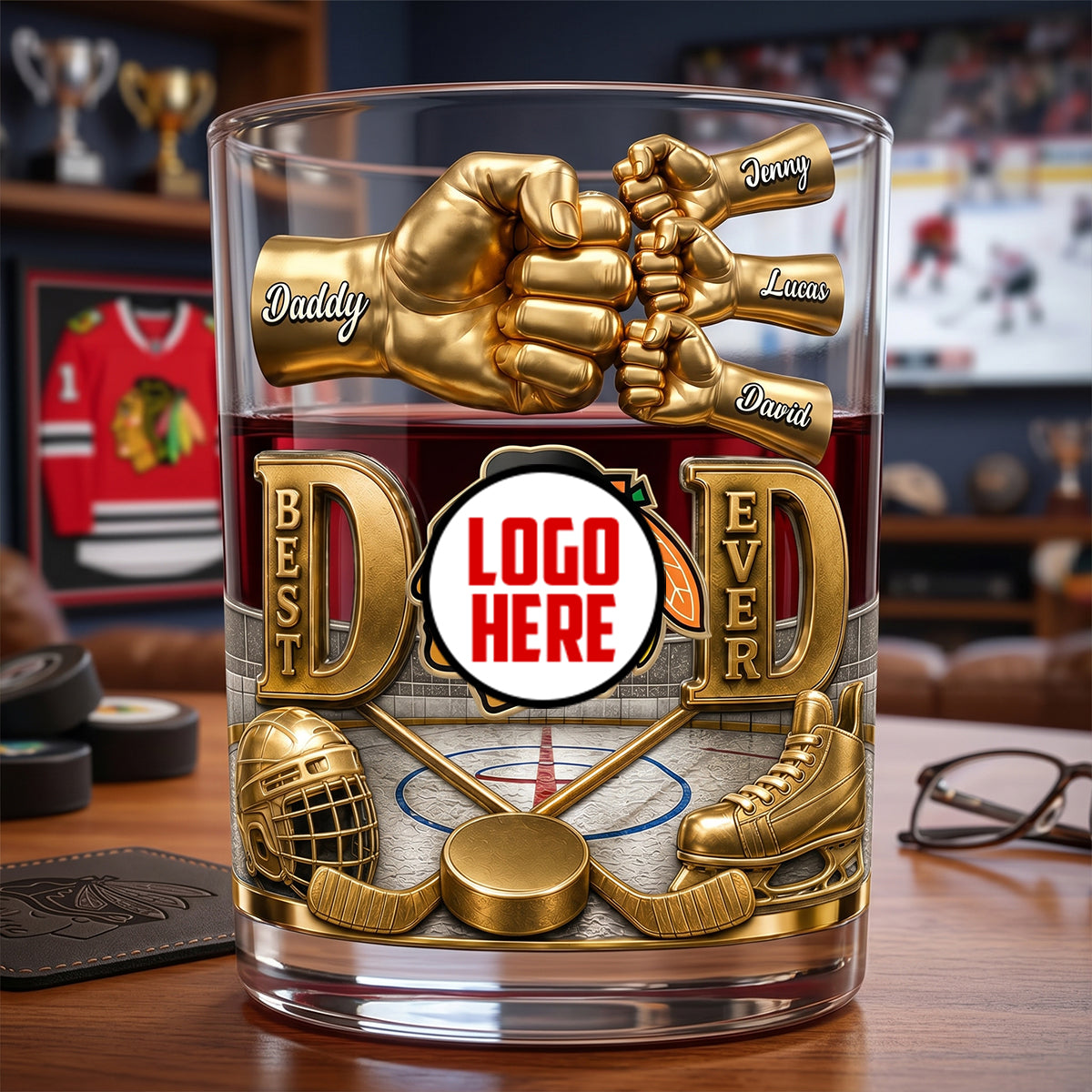 The Best Dad Ever Whiskey Glass - Personalized Gift for Father's Day Glass PopCulturePrints