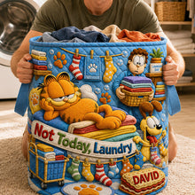 Load image into Gallery viewer, Lazy Cat Quilted Laundry Basket - Personalized Gifts 03HADT180726 Laundry Basket PopCulturePrints
