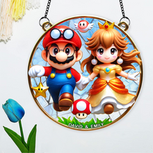 Load image into Gallery viewer, Personalized Mario &amp; Princess Peach Suncatcher Ornament for Couples Ornament PopCulturePrints
