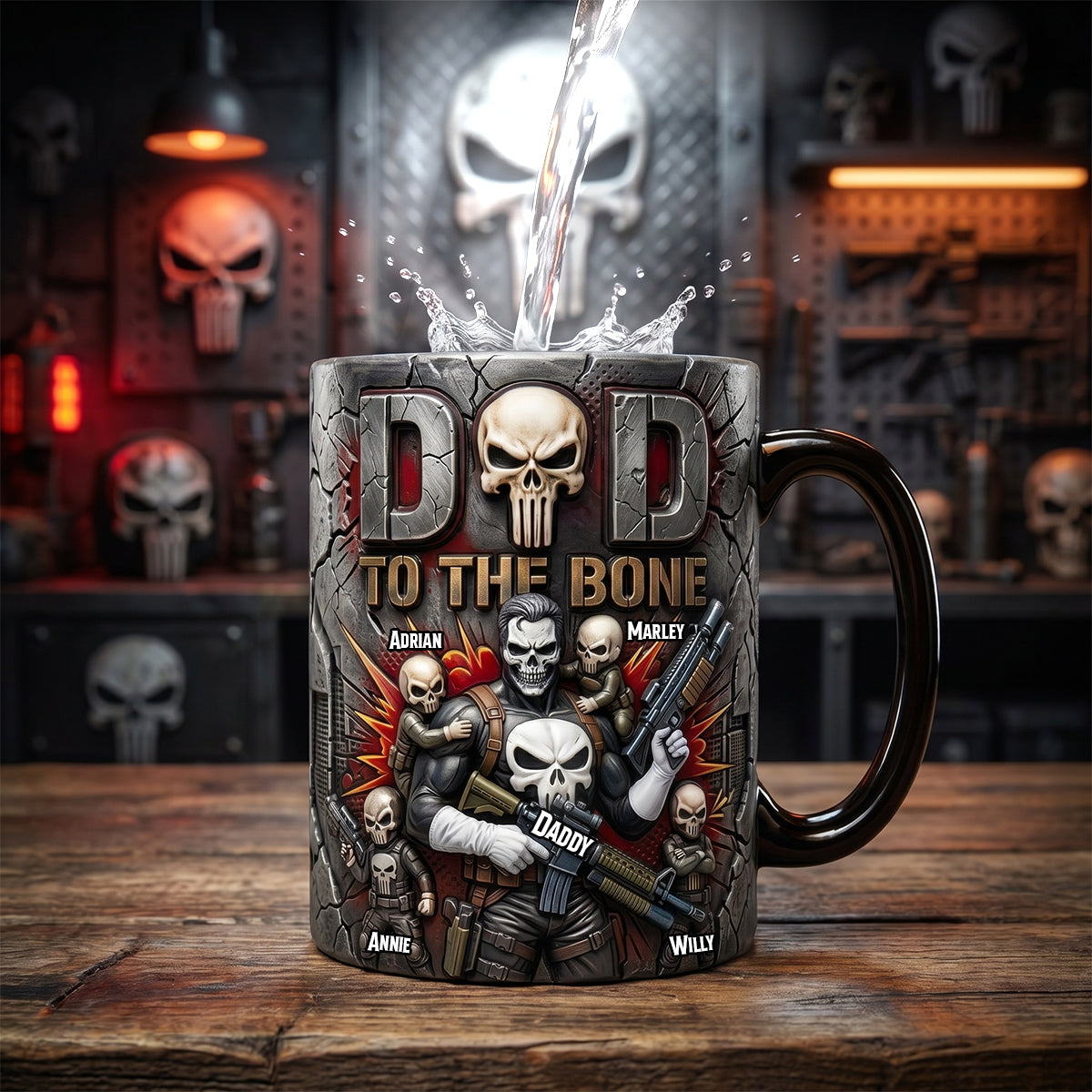 “Dad To The Bone” - Personalized Skull Dad Magic Coffee Mug - Unique Gift for Dads & Grandpas Coffee Mug PopCulturePrints