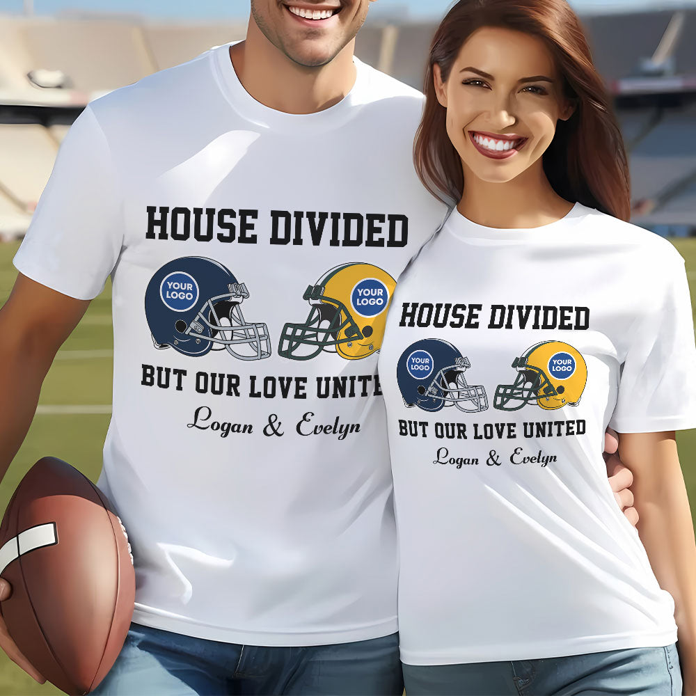 Personalized 'House Divided' Football Couple T-Shirt