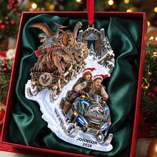 Load image into Gallery viewer, “Ride Through Prehistory with Joy!” - Prehistoric Snow Ride Ornament - Personalized Gift for Dinosaur Lovers, Kids, Family
