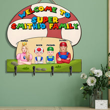 Load image into Gallery viewer, Personalized Super Family Key Hanger - Custom Cartoon Design Wood Sign PopCulturePrints
