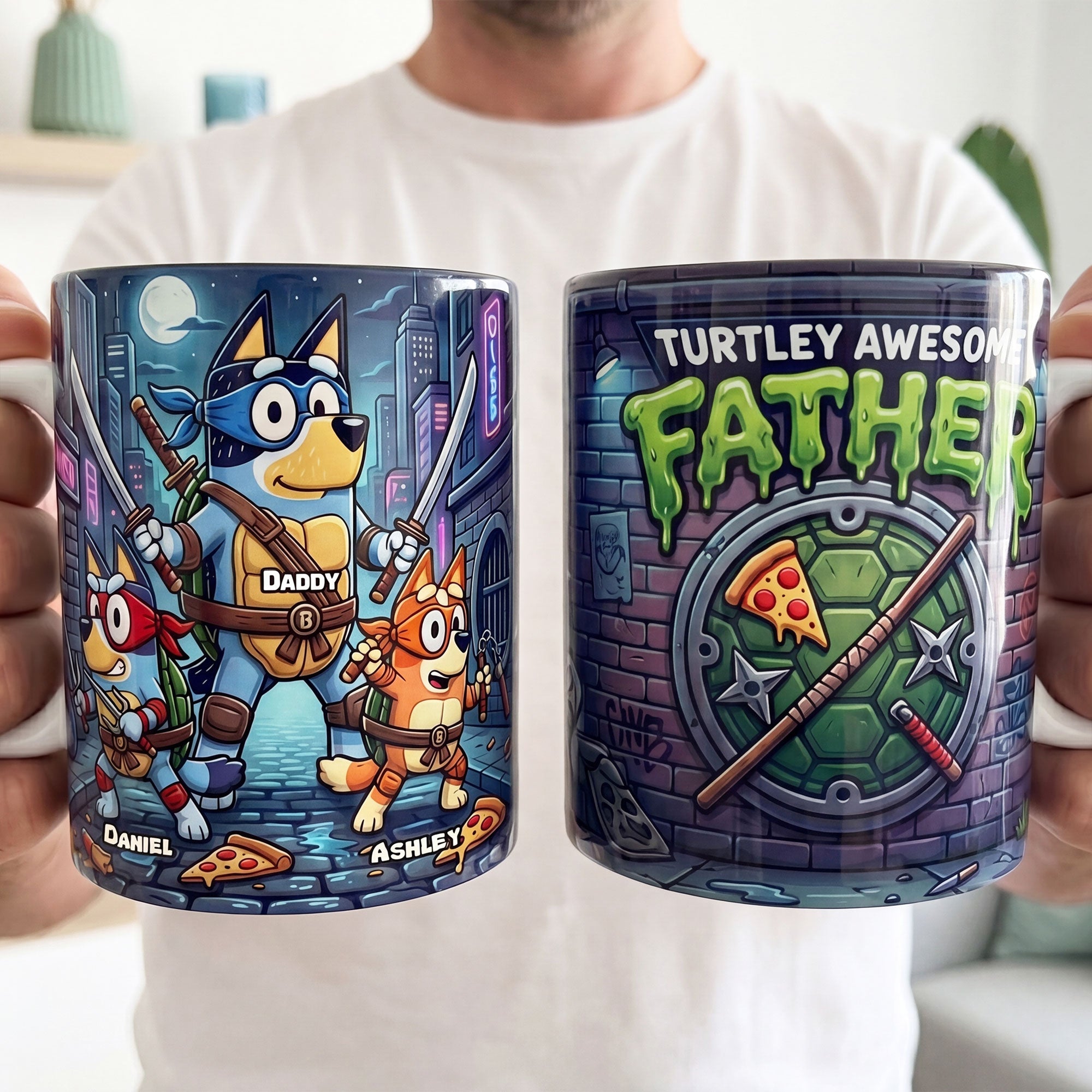 Turtley Awesome Father - Personalized Coffee Mug for Dads and Grandpas Coffee Mug PopCulturePrints