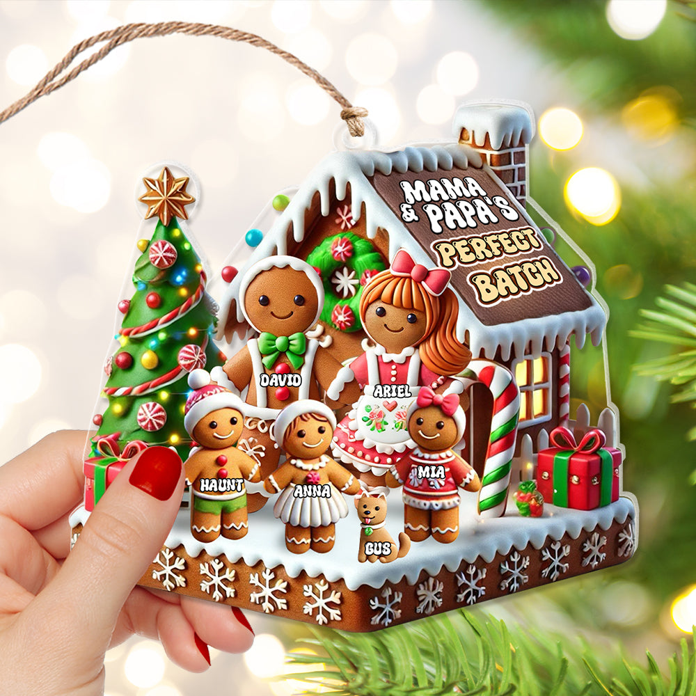 Personalized Family Gingerbread House Acrylic Ornament Ornament PopCulturePrints