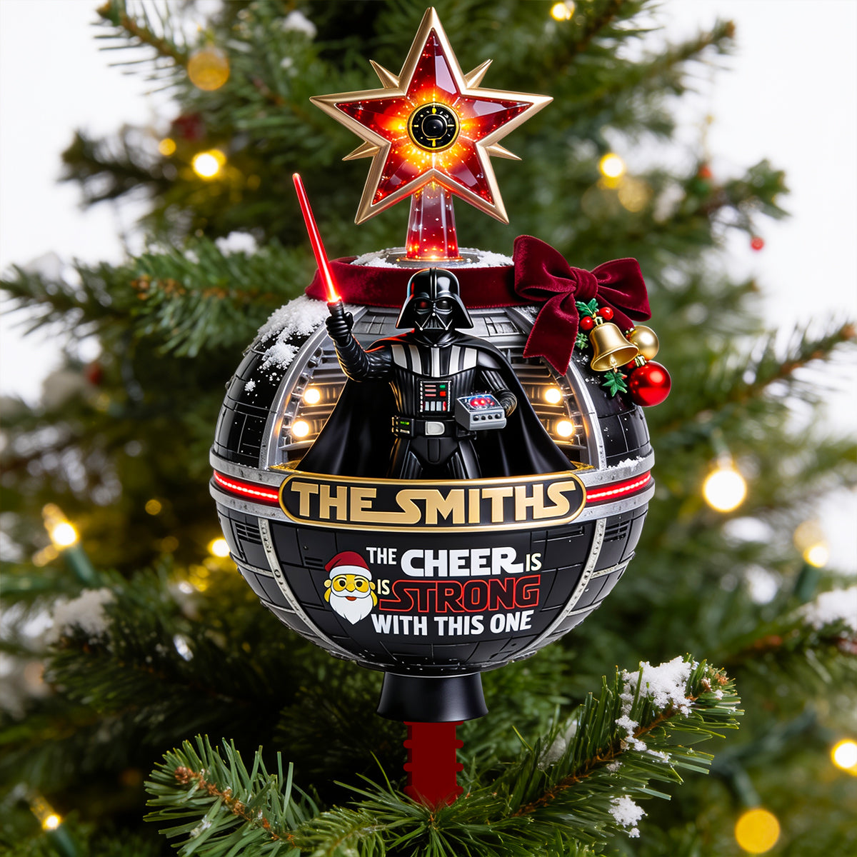"May the Cheer Be Strong" - Personalized Tree Topper for Family Christmas Gifts Ornament PopCulturePrints