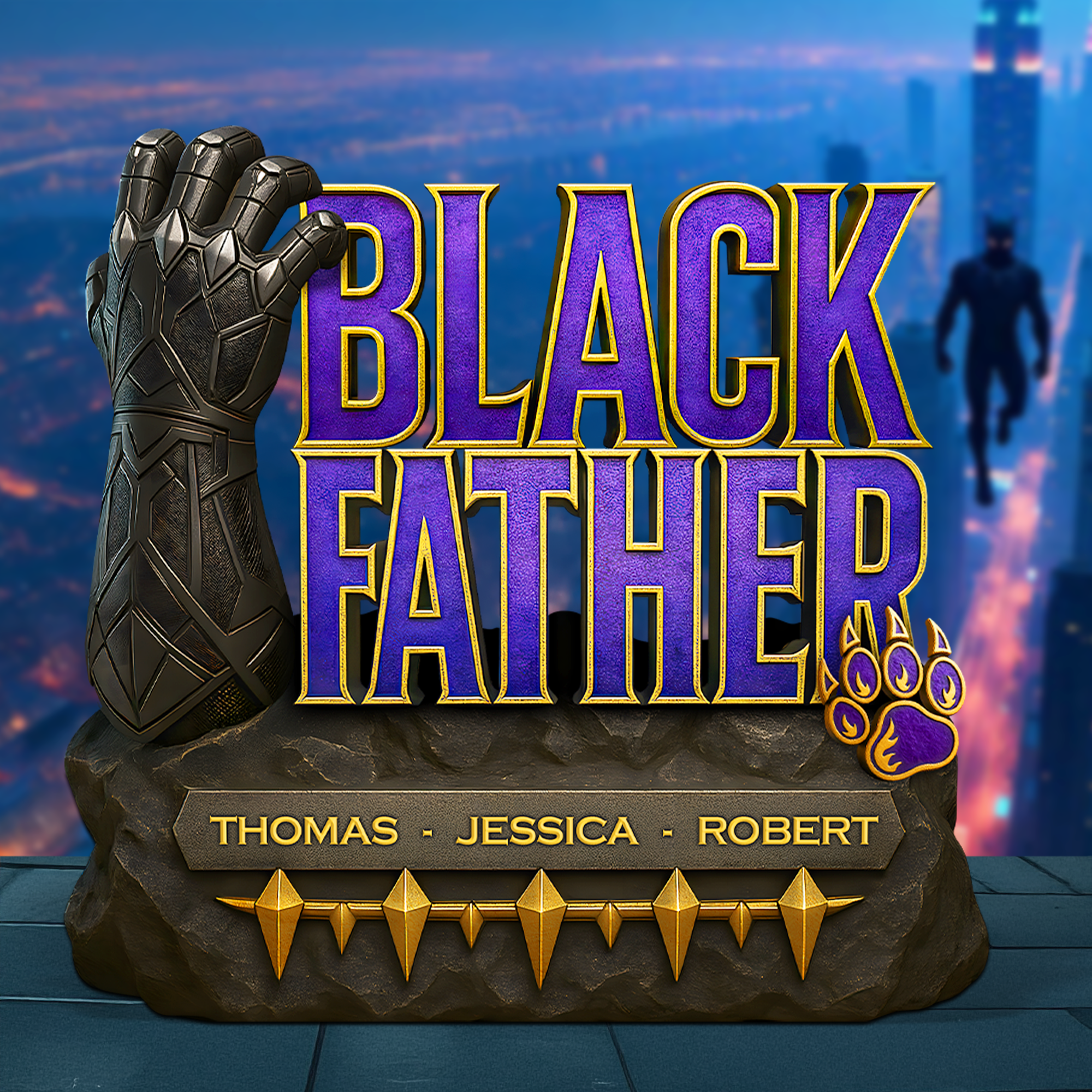 “A Father's Strength and Guidance” - Black Father Plaque - Personalized Gift for Dad, Grandpa & More Shaped Plaques PopCulturePrints