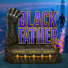 Load image into Gallery viewer, “A Father&#39;s Strength and Guidance” - Black Father Plaque - Personalized Gift for Dad, Grandpa &amp; More Shaped Plaques PopCulturePrints
