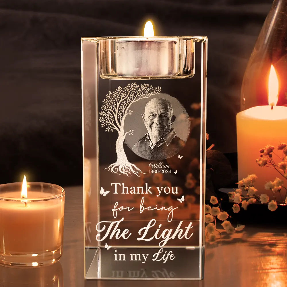 This Candle Burns in Loving Memory - Personalized Crystal Candle Holder Crystal Candle Holder PopCulturePrints