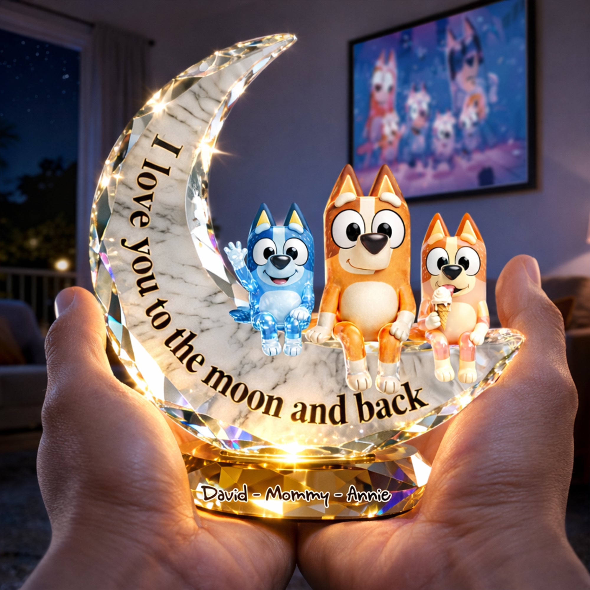 I Love You to the Moon and Back - Personalized Under The Moonlight Acrylic Plaque - Unique Gifts for Mom, Grandma, and More Shaped Plaques PopCulturePrints
