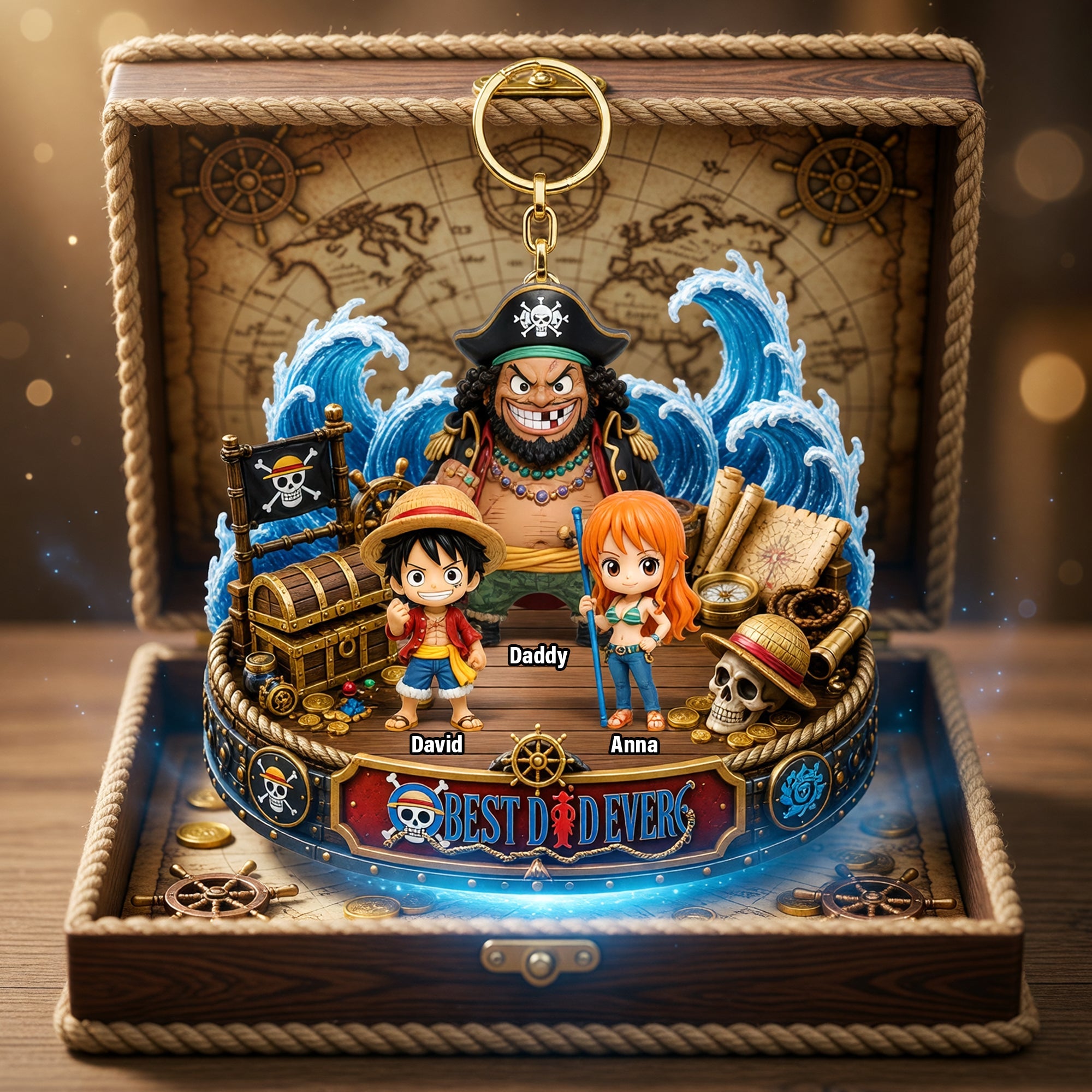 “The Best Dad Ever on an Epic Sea Adventure” - Personalized Keychain Gift for Dads, Grandpa, and Fathers Keychains PopCulturePrints