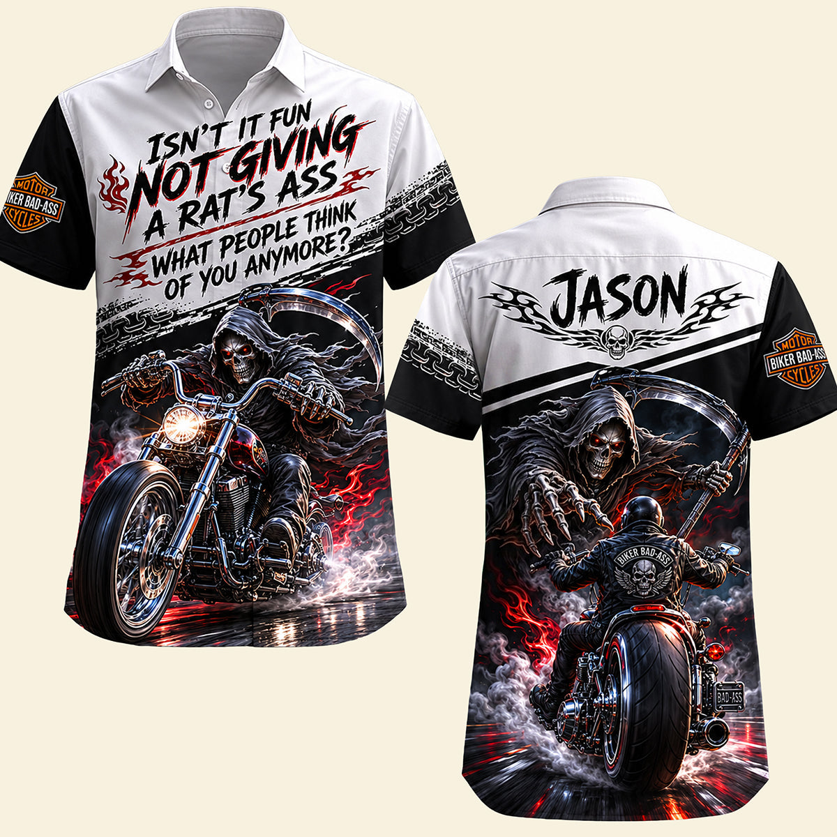 Isn't It Fun Not Giving A Rat's Ass? - Rough Badass Motorcycle Hawaiian Shirt - Personalized Gift for Bikers