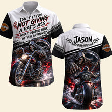 Load image into Gallery viewer, Isn't It Fun Not Giving A Rat's Ass? - Rough Badass Motorcycle Hawaiian Shirt - Personalized Gift for Bikers
