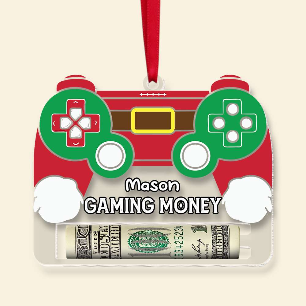 Custom Gamer Money Holder Ornament - Personalized Game Controller Gift Ornament PopCulturePrints