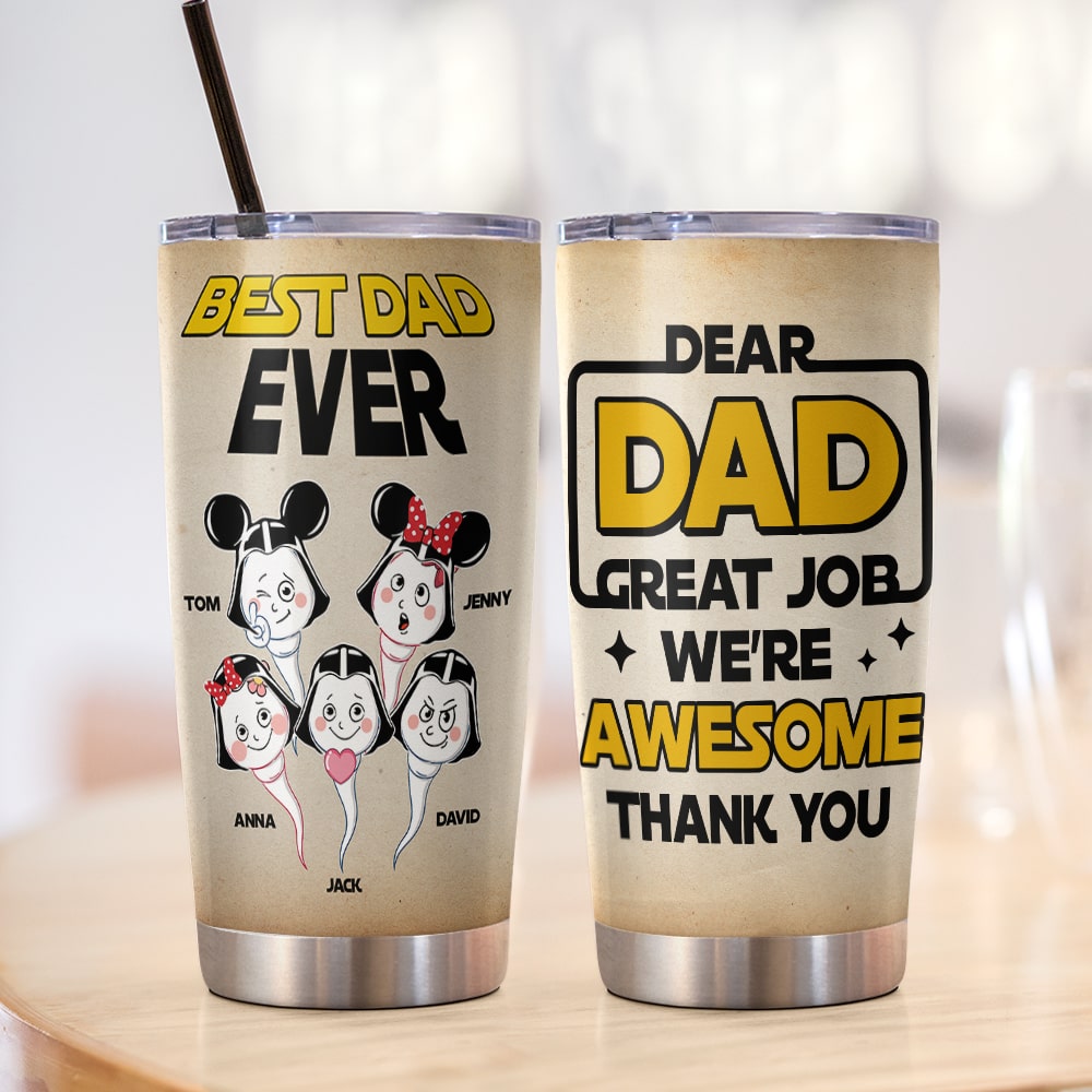 Personalized Best Dad Ever Tumbler - Custom Father's Day Gift Tumbler Cup PopCulturePrints