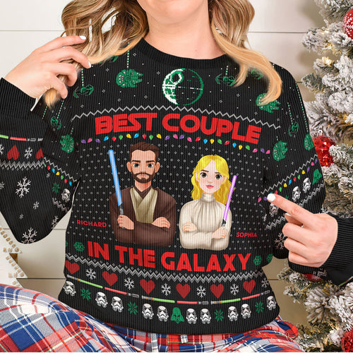 Custom Galactic Couple Ugly Sweater - Unique Valentine's Day Gifts Ugly Christmas Sweater PopCulturePrints