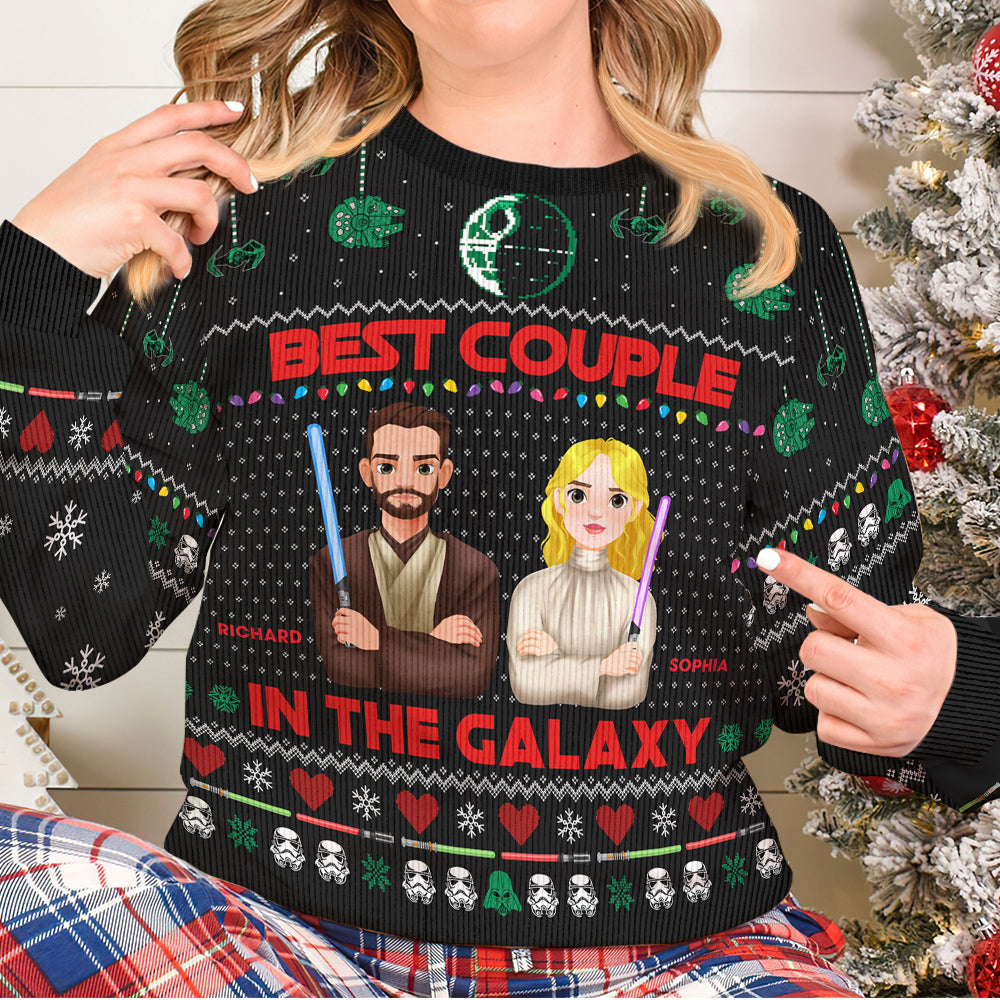 Custom Galactic Couple Ugly Sweater - Unique Valentine's Day Gifts Ugly Christmas Sweater PopCulturePrints