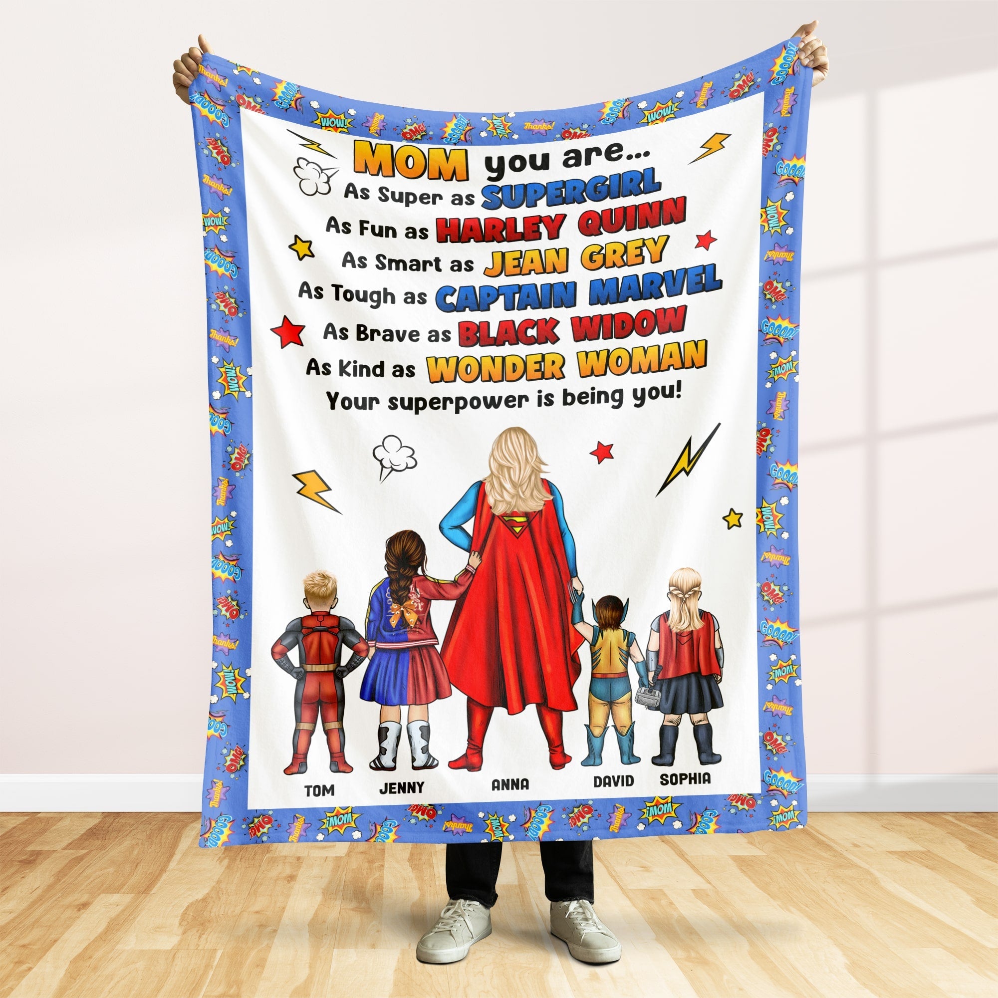 Supermom Personalized Blanket - Custom Mother's Day Gift Blanket PopCulturePrints