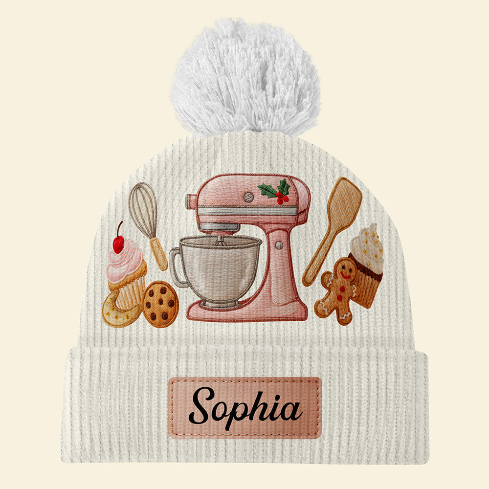 Baking is Love Made Visible – Sweet Baker Bobble Beanie Hat – Personalized Gifts for Baking Lovers Hat PopCulturePrints
