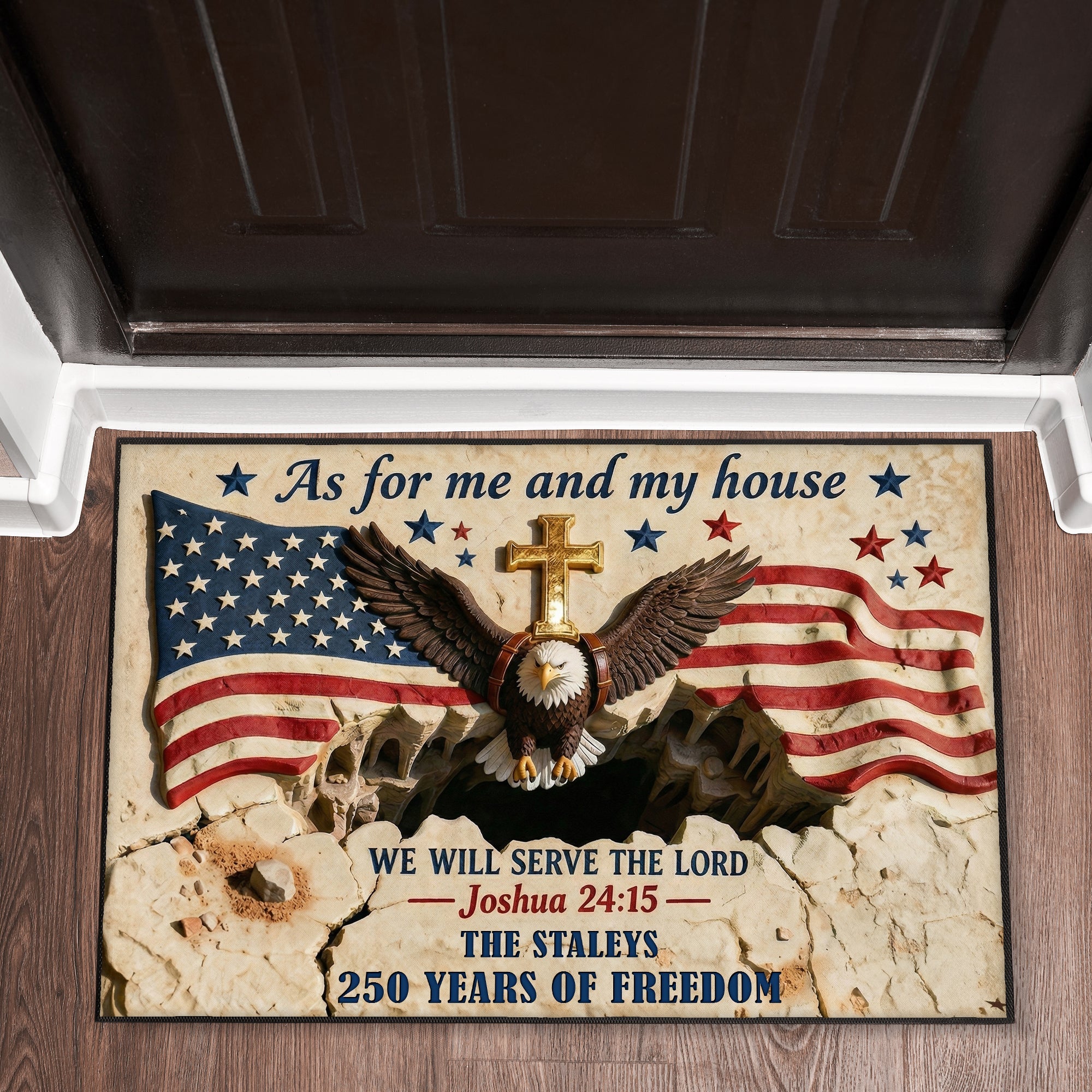 As for me and my house: 250 Years Of Freedom Doormat - Personalized Gifts for Family Doormat PopCulturePrints