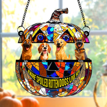 Load image into Gallery viewer, &quot;Beware of Spoiled Rotten Dogs!&quot; - Personalized Pumpkin Suncatcher Ornament - Custom Gift for Dog Lovers Ornament PopCulturePrints
