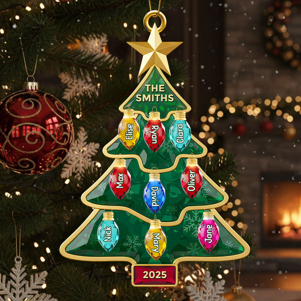 Celebrate Family Togetherness with a Personalized Light-Up Christmas Tree Ornament Ornament PopCulturePrints