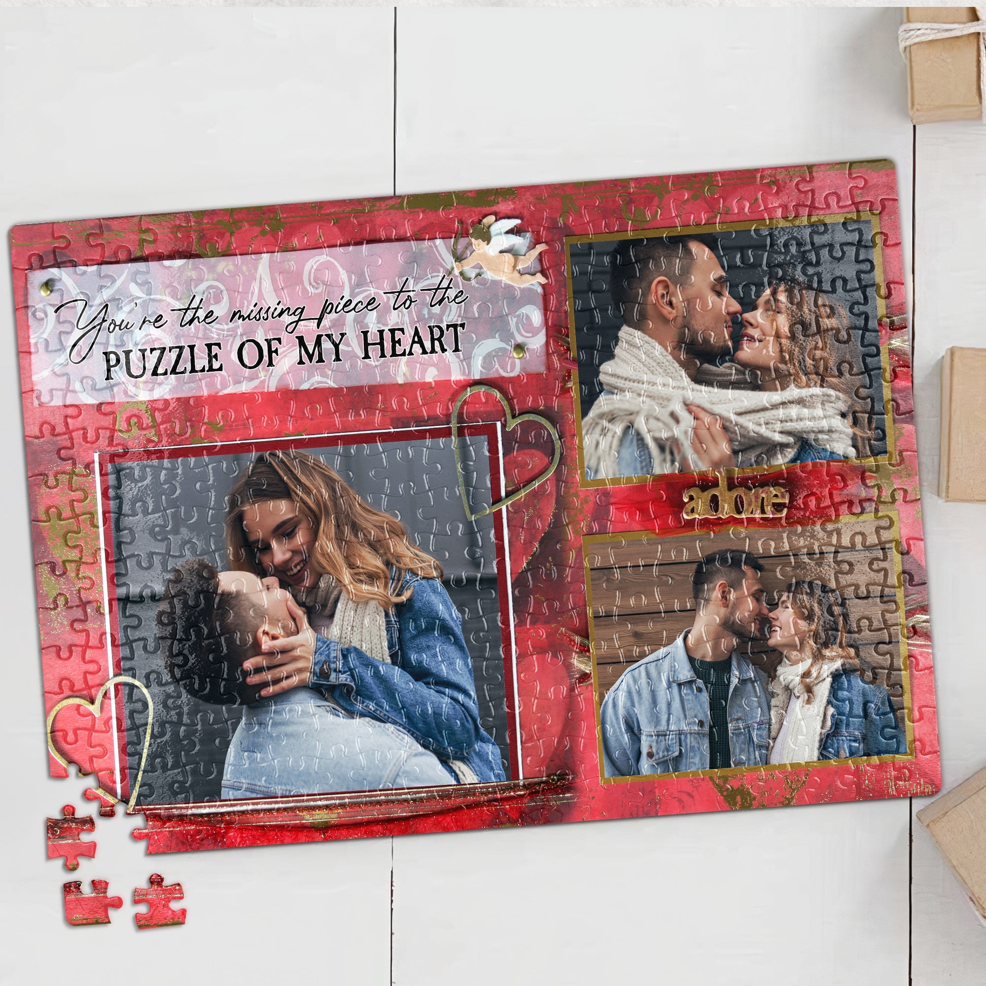 Personalized Couple Photo Jigsaw Puzzle - You're The Missing Piece To The Puzzle Of My Heart Wood Sign PopCulturePrints