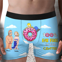 Load image into Gallery viewer, Custom Cartoon Couple Boxer Shorts - Personalized &#39;100% Fat Free&#39; Design | Valentine&#39;s Day Gifts Boxer Briefs PopCulturePrints
