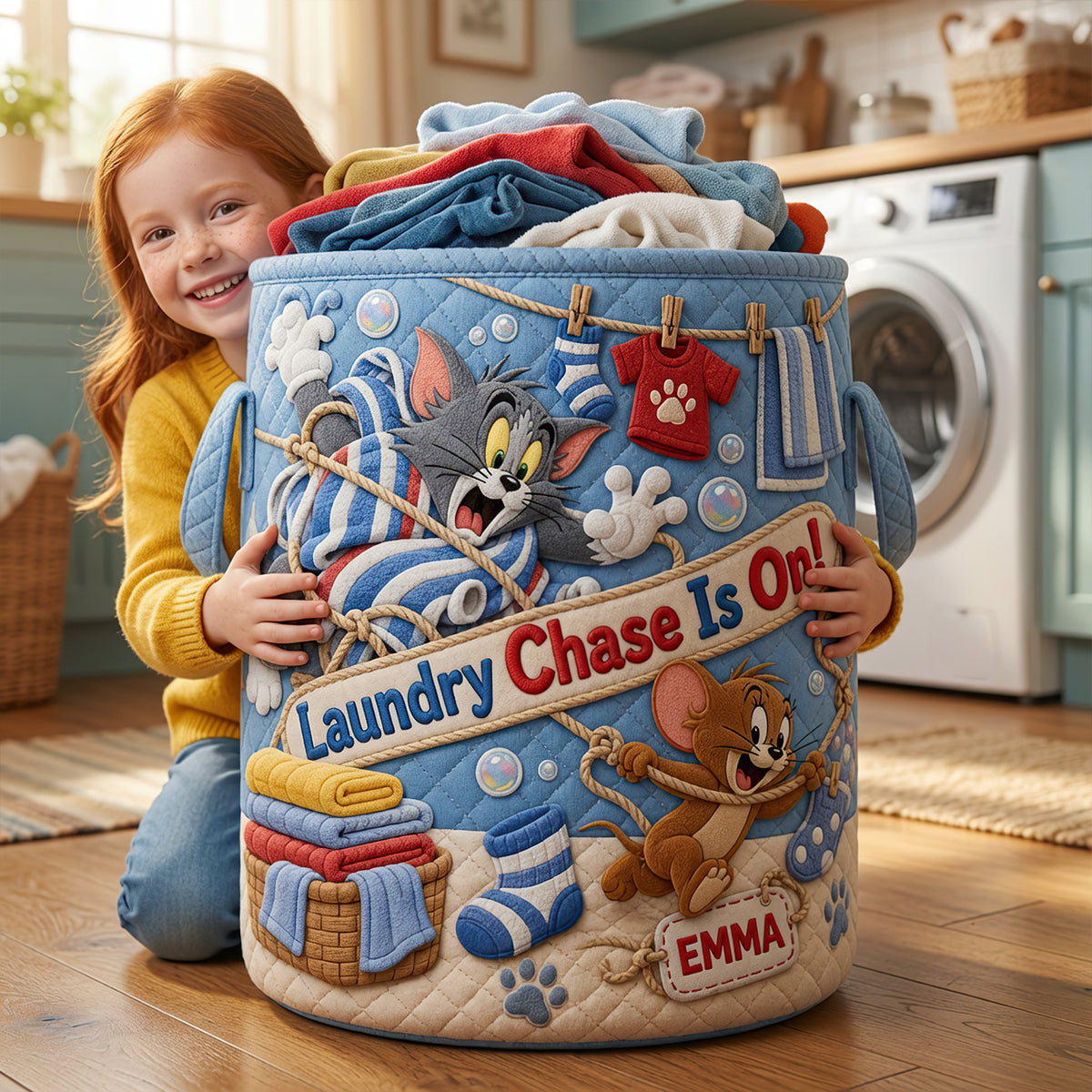 Playful Quilted Laundry Basket - Personalized Gifts 02hadt180726 Laundry Basket PopCulturePrints