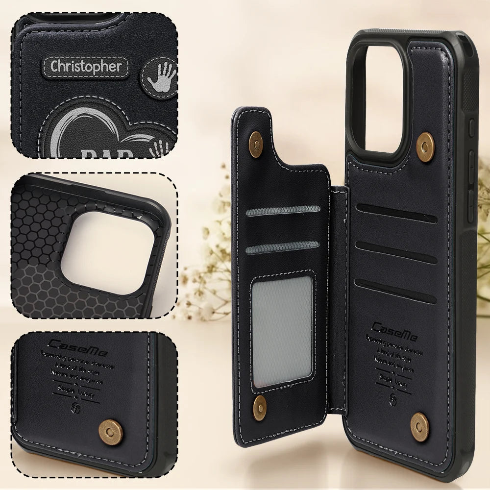 Hand Prints, Love Forever - Personalized Leather Flip Wallet Phone Case Leather Flip Wallet Phone Case PopCulturePrints