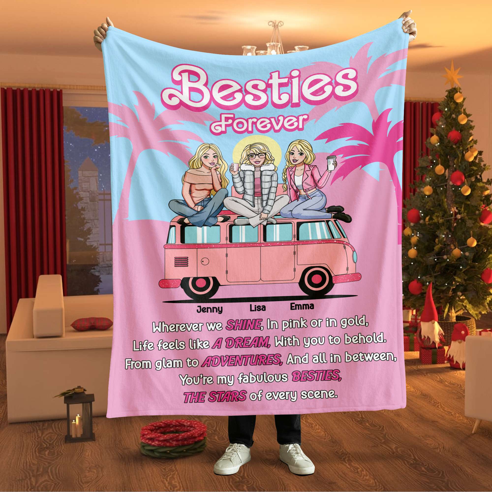 Personalized Besties Forever Blanket with Custom Names