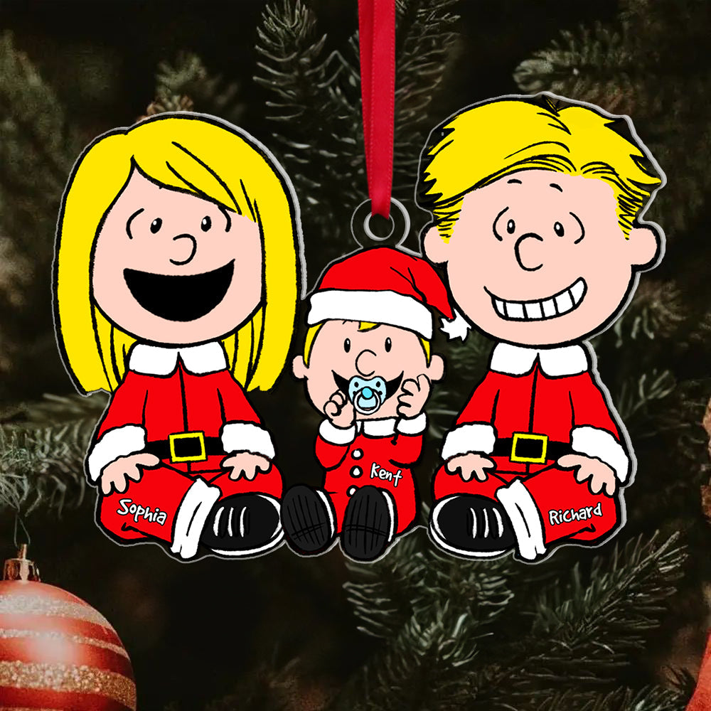 Custom Family Christmas Cartoon Ornament - Personalized Holiday Decor