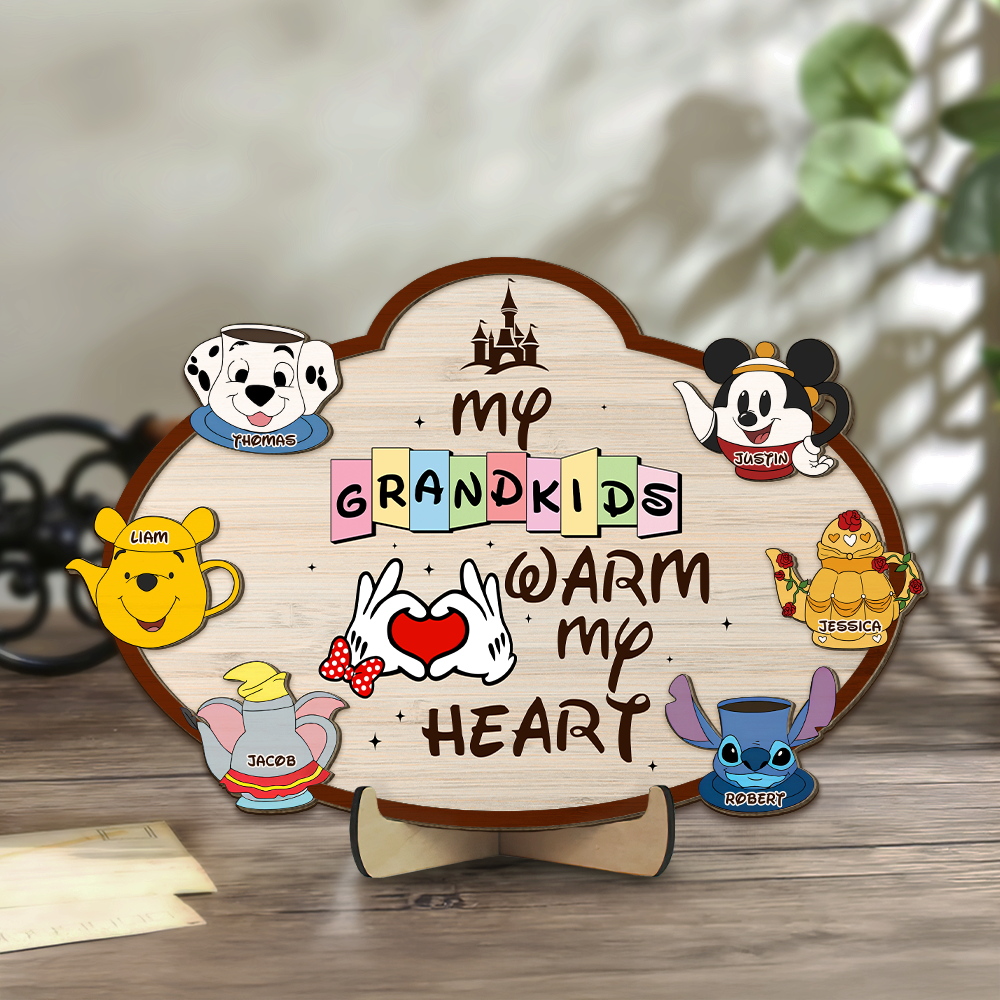 My Grandkids Warm My Heart - Personalized Wood Sign Gift for Grandma Wood Sign PopCulturePrints