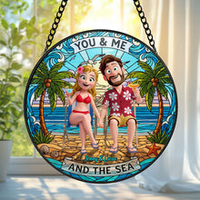 Load image into Gallery viewer, You &amp; Me At The Beach - Personalized Stained Glass Suncatcher for Couples Ornament PopCulturePrints
