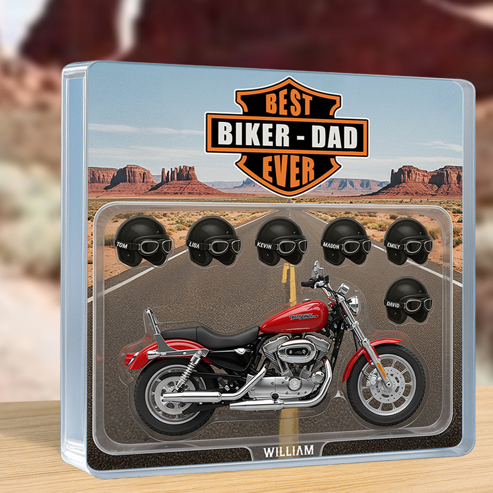 Best Biker Dad Ever - Cool Motorcycle Biker Dad Acrylic Plaque | Personalized Gift for Dad, Grandpa, and Biker Enthusiasts Shaped Plaques PopCulturePrints