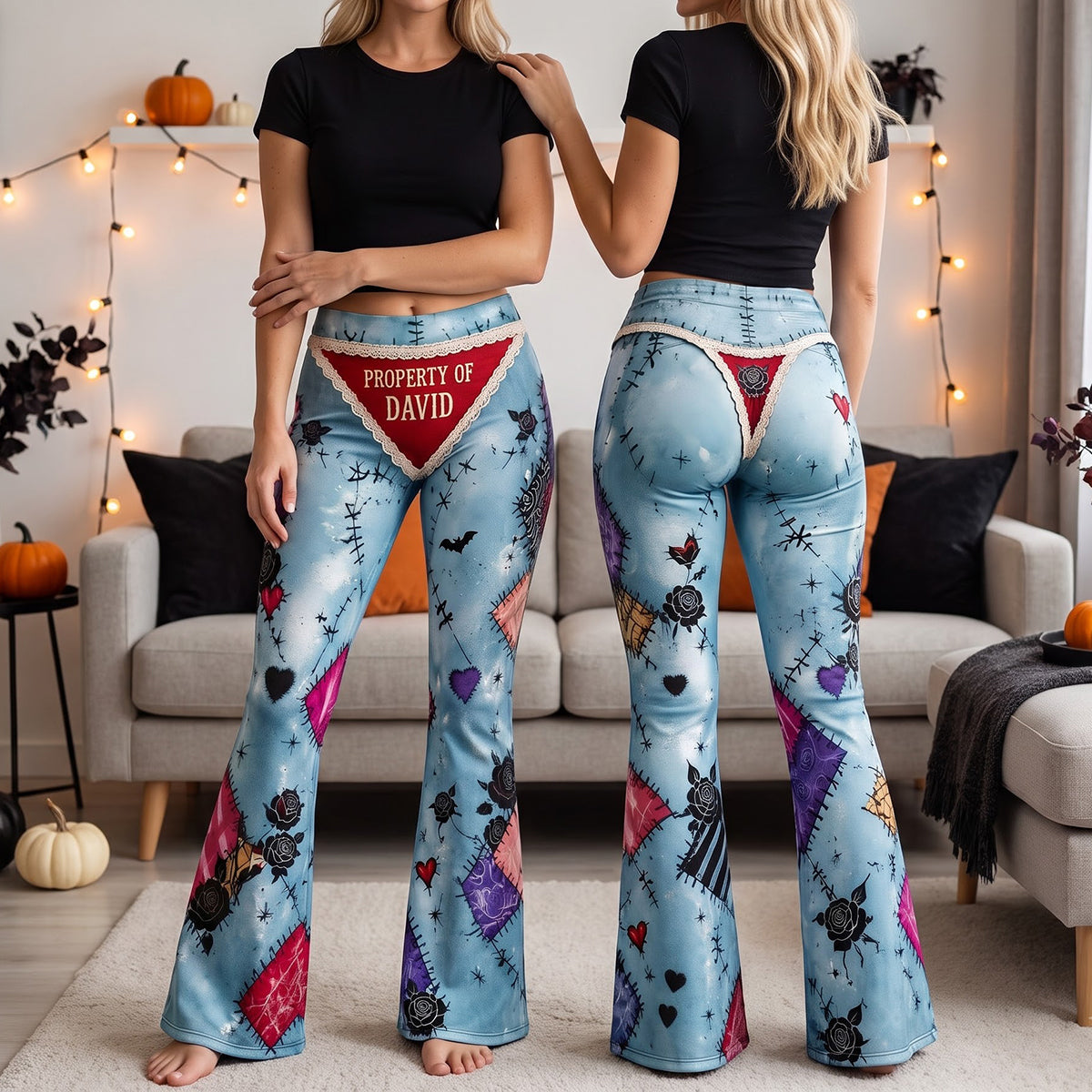 Gothic Stitched Flare Leggings - Personalized Gifts For Her 03tydh070926 Shorts and Pants PopCulturePrints