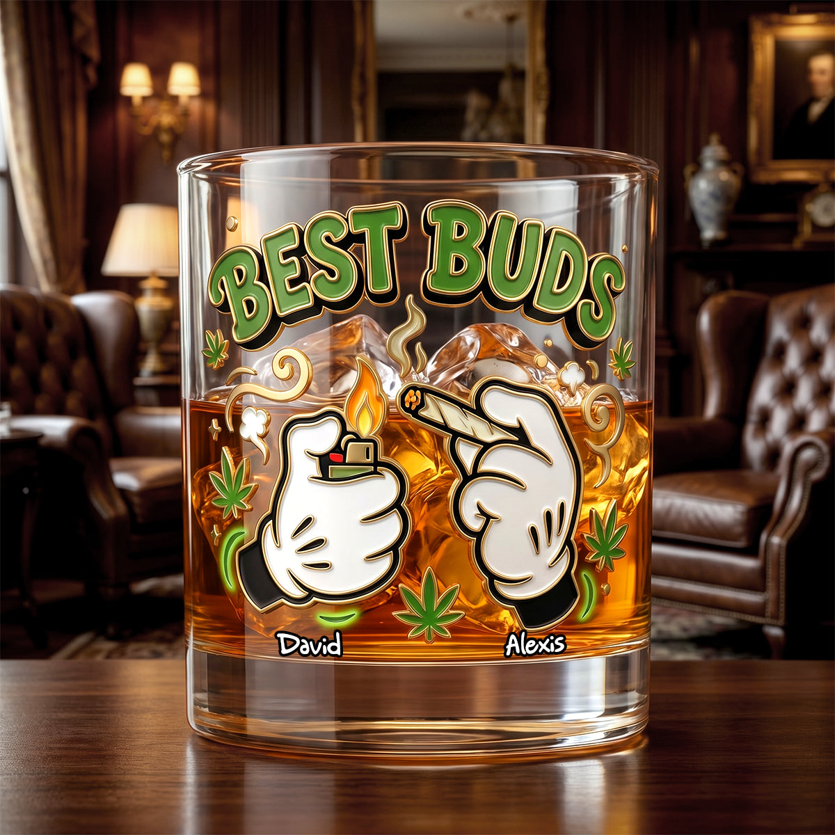 "Best Buds" - Personalized Weed Friend Drinking Glass - Custom Gift for Friends and Celebrations
