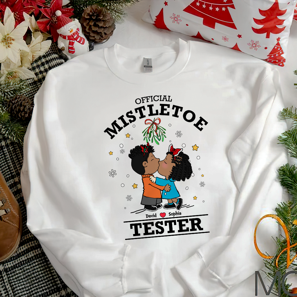 Customizable Couple Sweatshirt - Kissing Under Mistletoe