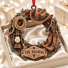 Load image into Gallery viewer, Cowboy Wooden Wreath Acrylic Ornament - Personalized Christmas Gifts 05ttdt091026 Ornament PopCulturePrints
